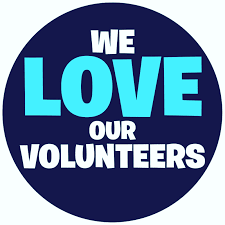 button which says  "We love our volunteers"